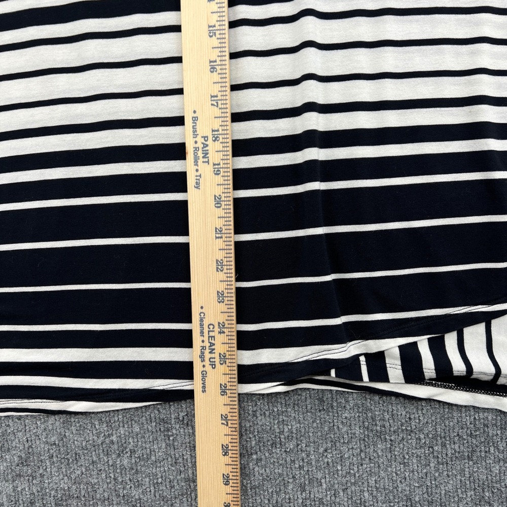 LOGO Lori Goldstein Striped‎ Tunic Women M Black White Casual Comfort Asymmetric - Picture 4 of 8